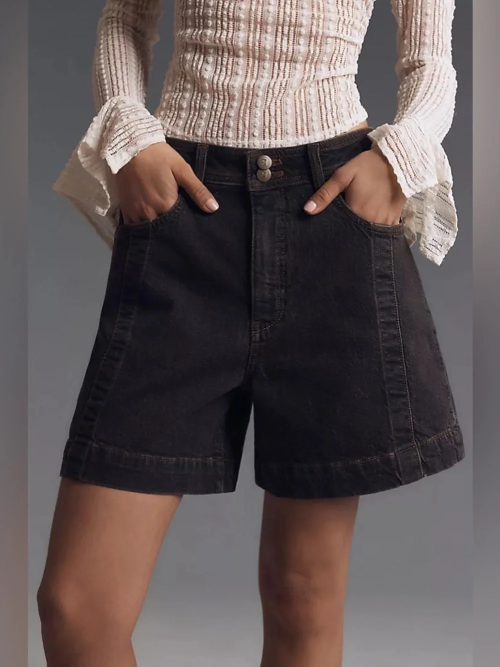 Anthropologie Pilcro Seamed Denim Shorts - Size 30 - Picture 2 of 12